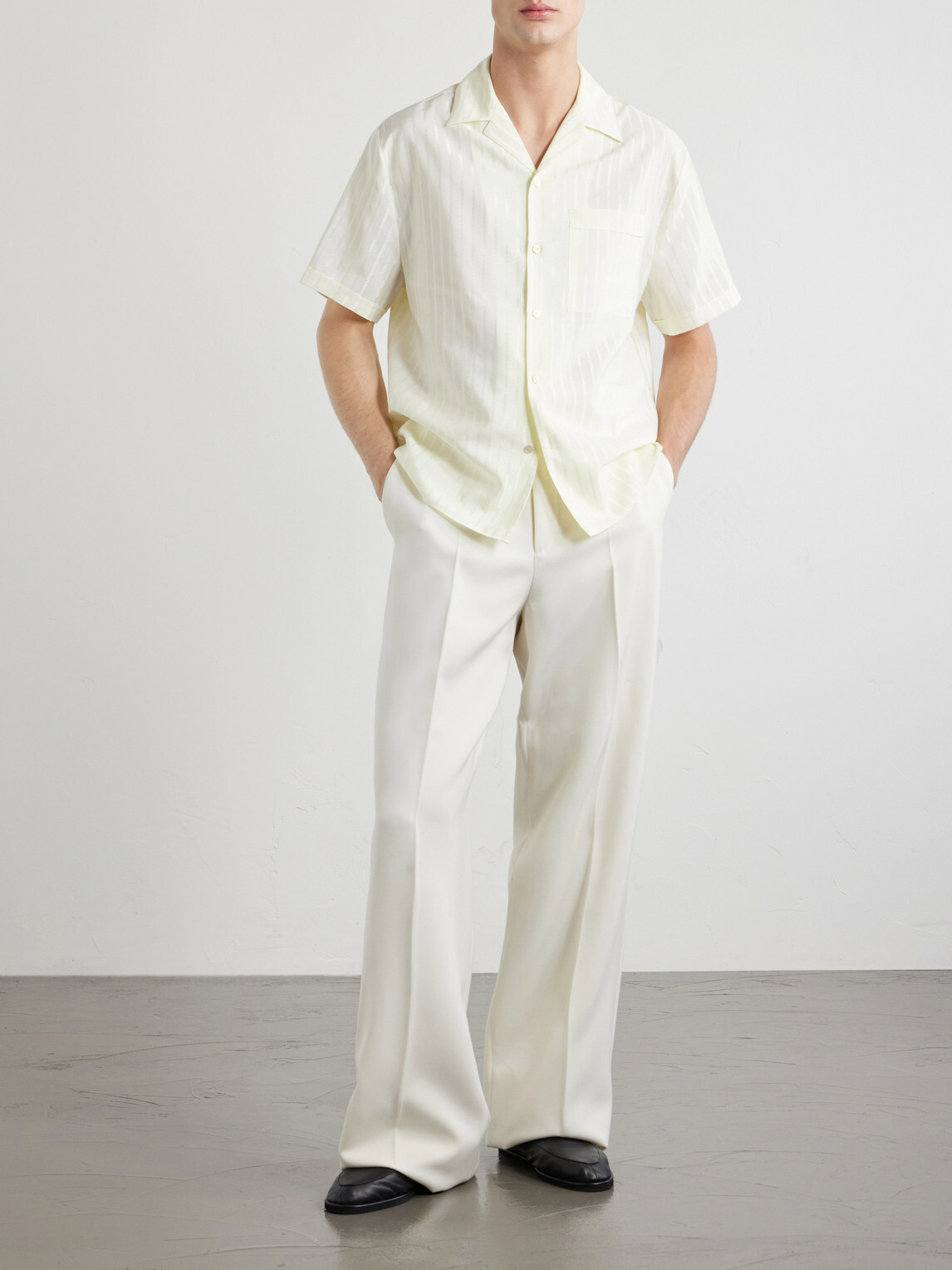 Versace - Striped Cotton and Silk-Blend Jacquard Shirt - White
