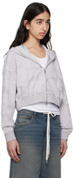 BAPE Gray Solid Camo Jacquard One Point Cropped Zip Hoodie