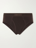 TOM FORD - Stretch-Cotton Briefs - Brown