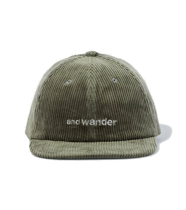 Photo: And Wander Embroidered cotton corduroy cap