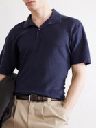 Sunspel - Linen-Piqué Polo Shirt - Blue