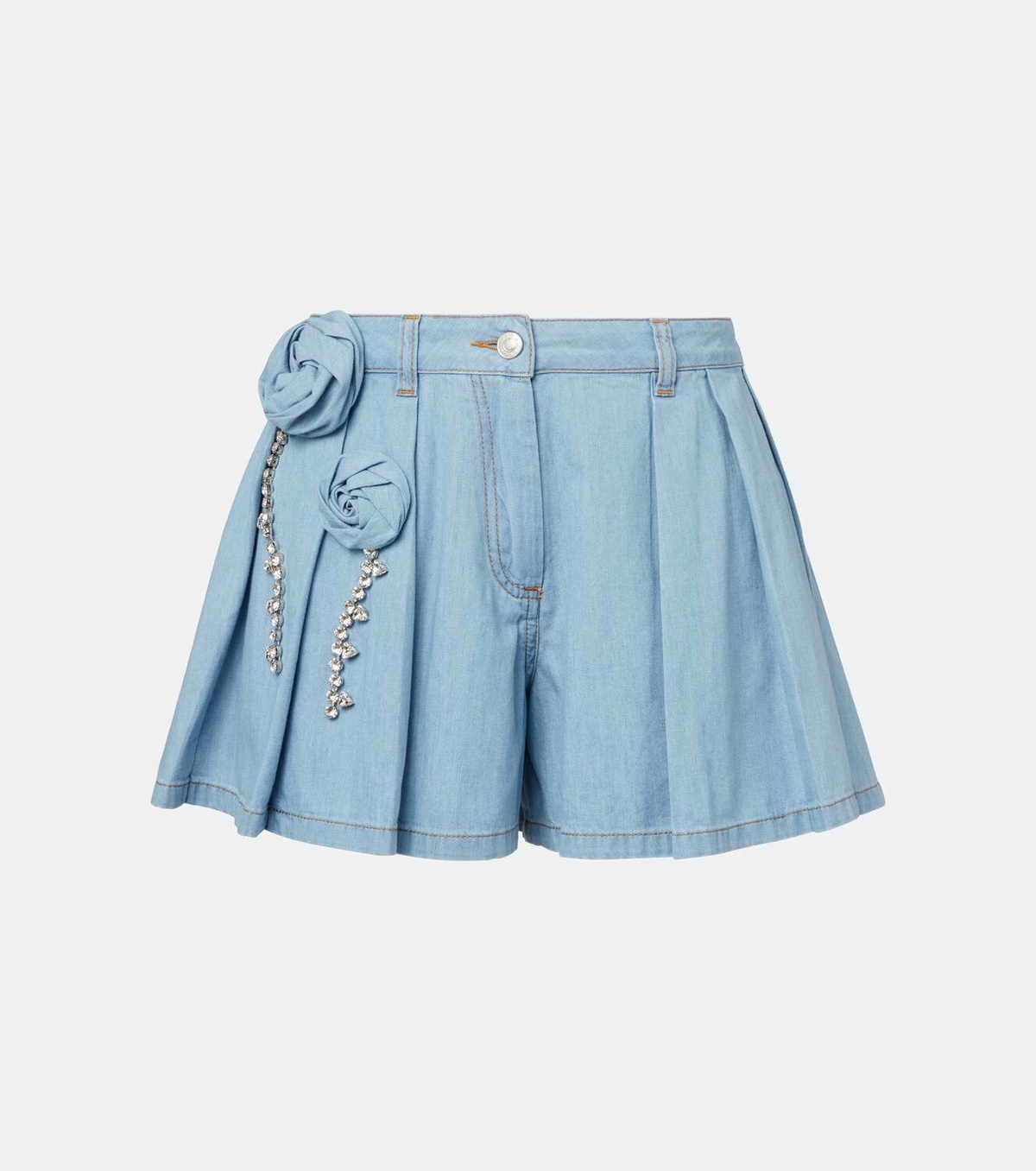 Area Floral-appliqué denim shorts
