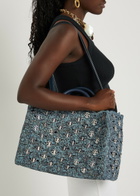 Rabanne Disc-embellished Raffia Tote - Denim - One Size