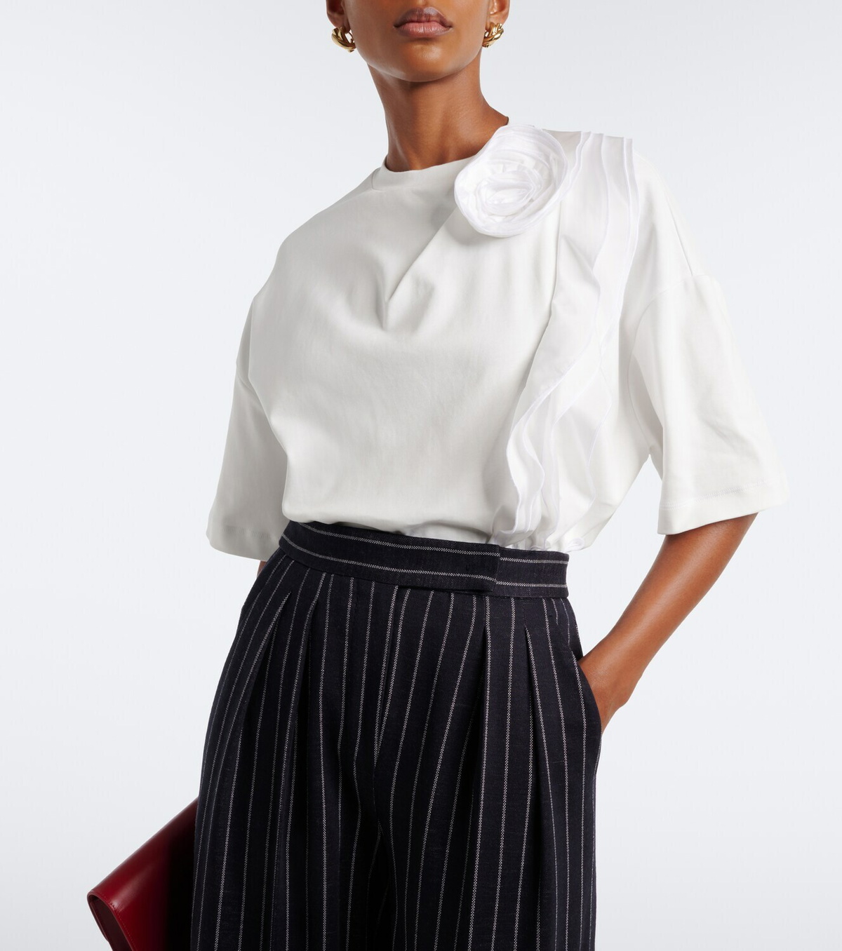 Max Mara Floral-appliqué cotton jersey T-shirt