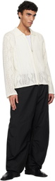 AMOMENTO White Crochet Zip-Up Cardigan