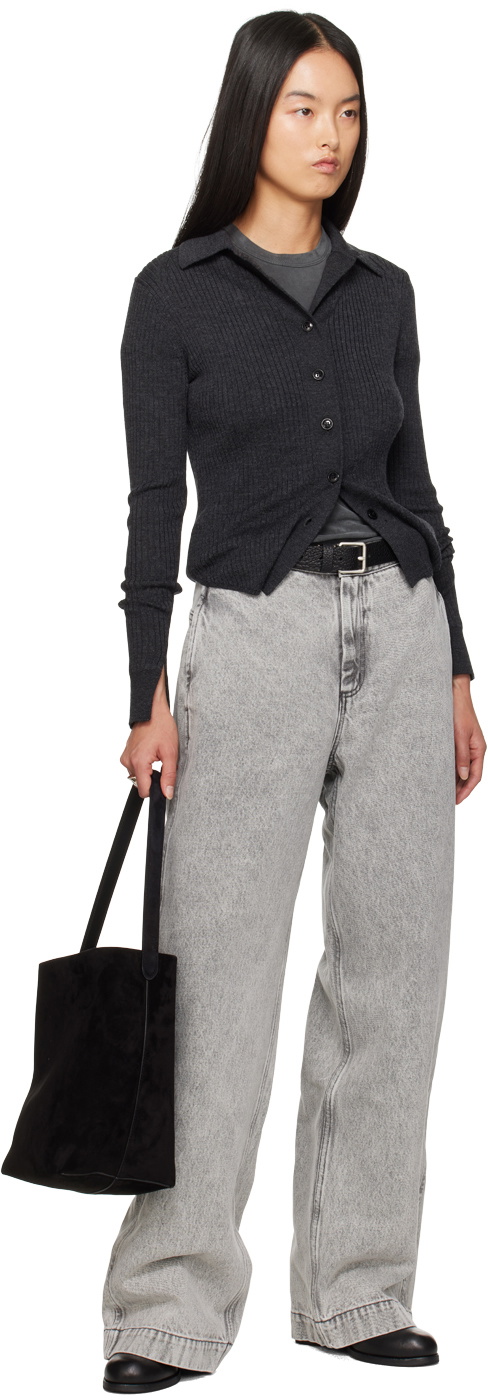 mfpen Gray Knitted Collar Cardigan
