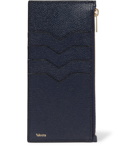 Valextra - Pebble-Grain Leather Zipped Cardholder - Men - Navy