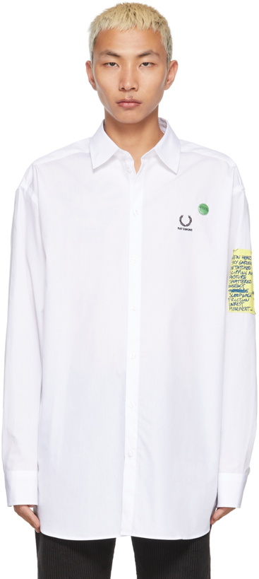 Photo: Raf Simons White Fred Perry Edition Oversized Patched Shirt