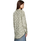 R13 Khaki Pintuck Drop Neck Shirt
