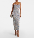 Rachel Gilbert Embellished floral-appliqué midi dress