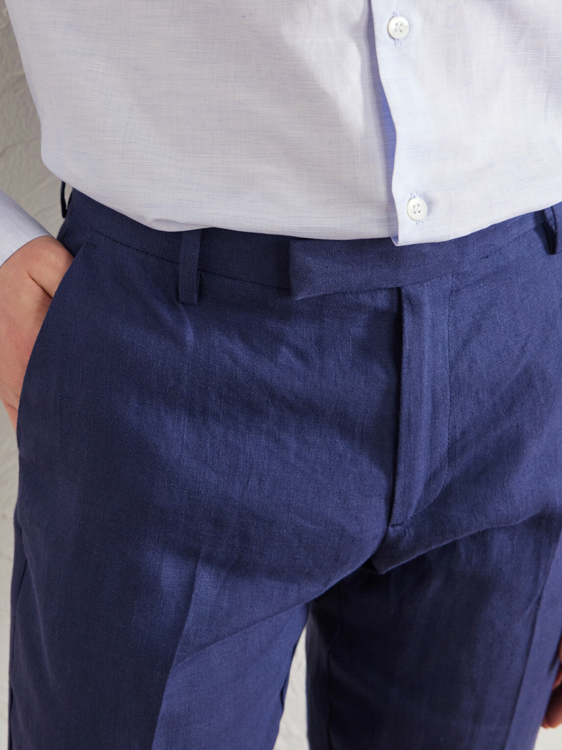 Sunspel - Straight-Leg Pleated Linen Suit Trousers - Blue