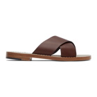 Isaia Brown Leather Strap Sandals
