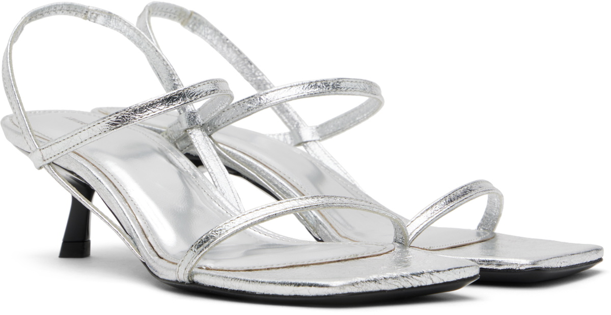 ANINE BING Silver Hilda Heeled Sandals
