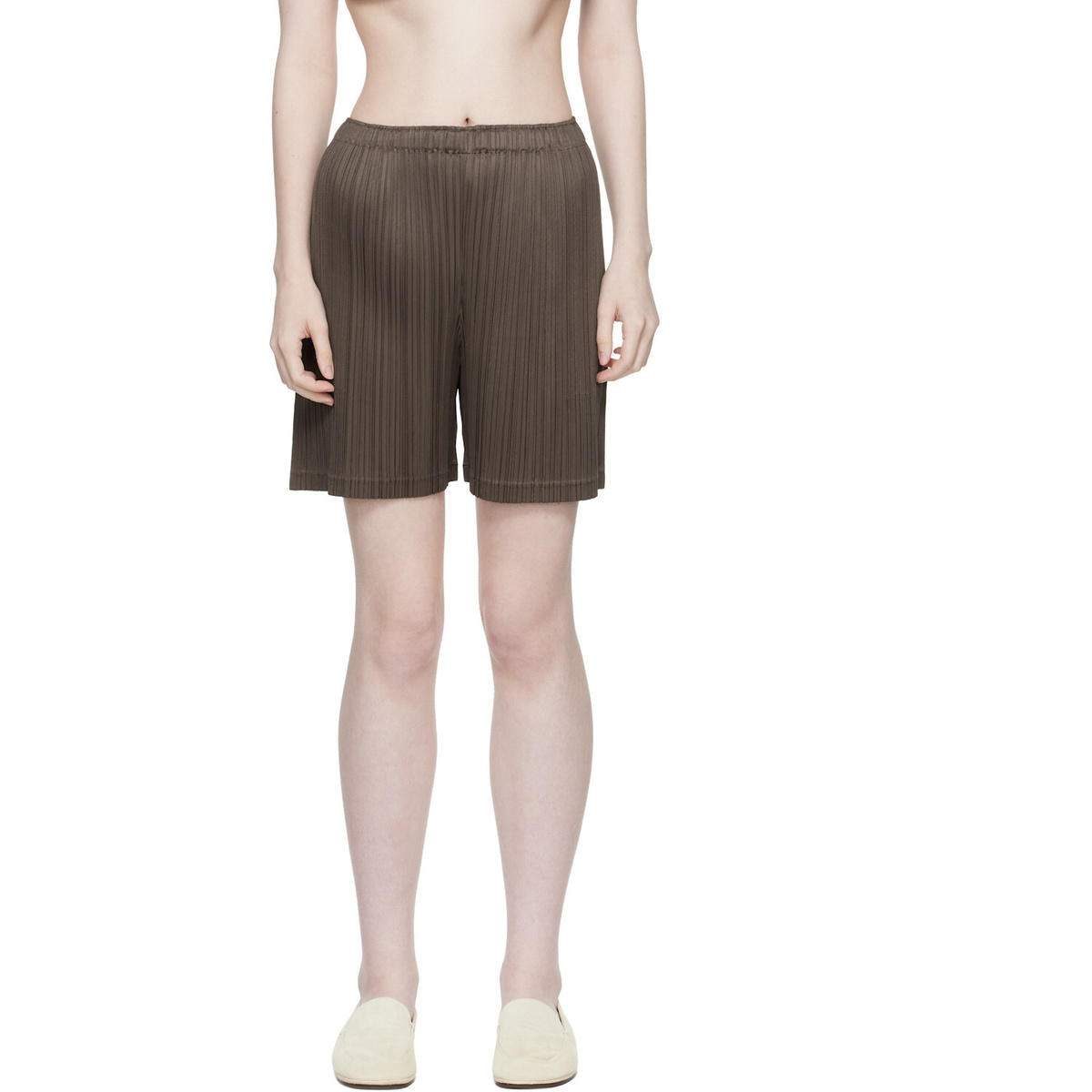 PLEATS PLEASE ISSEY MIYAKE Brown Loop Shorts