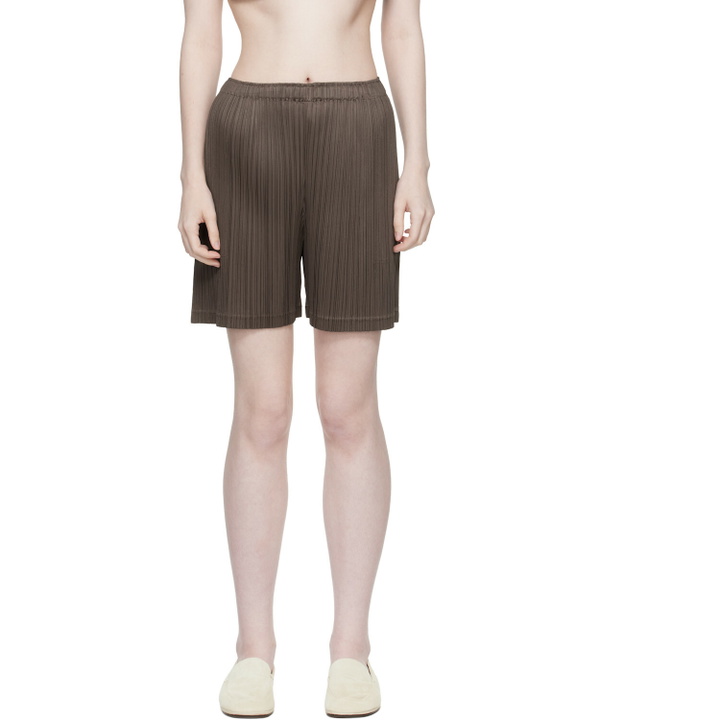 Photo: PLEATS PLEASE ISSEY MIYAKE Brown Loop Shorts