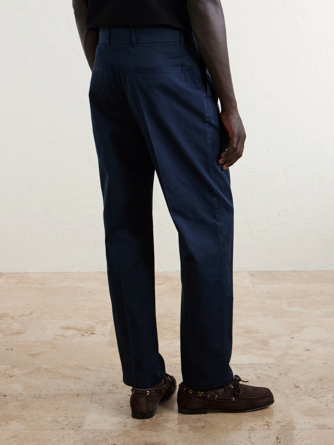 Valentino Garavani - VLogo Straight-Leg Pleated Cotton-Gabardine Trousers - Blue