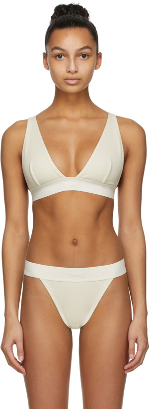 Photo: SKIMS Off-White Cotton Plunge Bralette