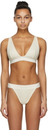 SKIMS Off-White Cotton Plunge Bralette