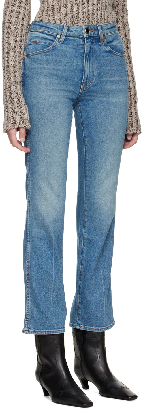 Khaite Blue Cotton High-Waisted Jean