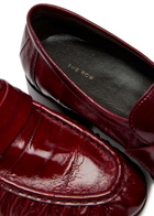 The Row Soft 25 Patent Leather Loafers Burgundy