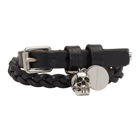 Alexander McQueen Black and Silver Double Wrap Skull Bracelet