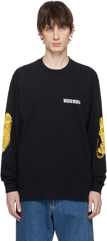 Photo: WACKO MARIA Black Washed Crew Neck Longsleeve T-shirt