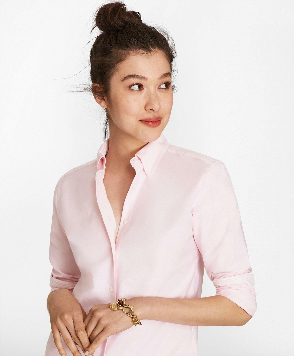 Photo: Brooks Brothers Women's Classic-Fit Supima Cotton Oxford Button-Down Shirt | Pink