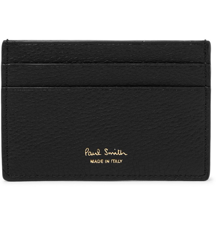 Photo: Paul Smith - Stripe-Trimmed Textured-Leather Cardholder - Black