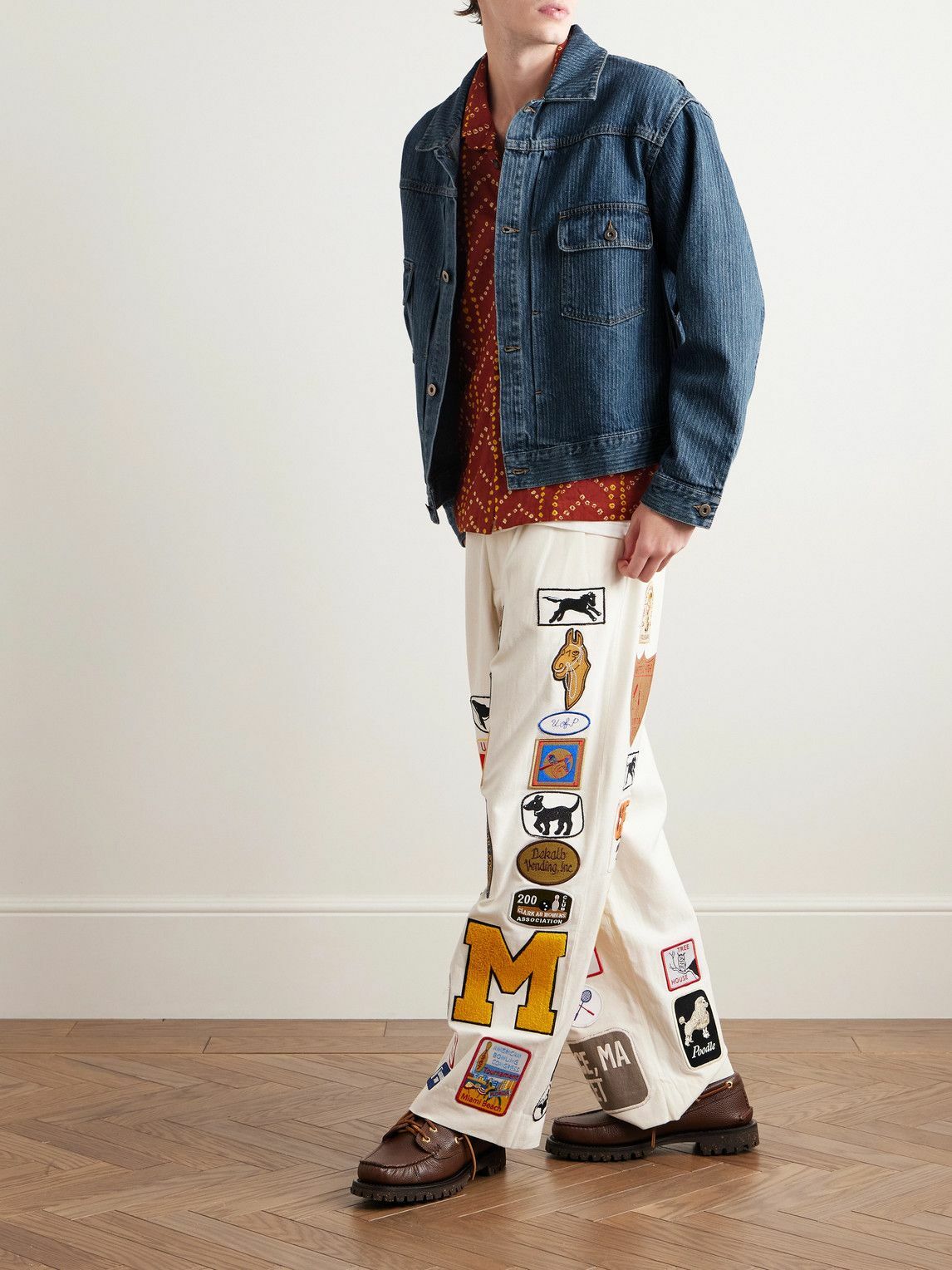Small Talk - Striped Denim-Jacquard Trucker Jacket - Blue