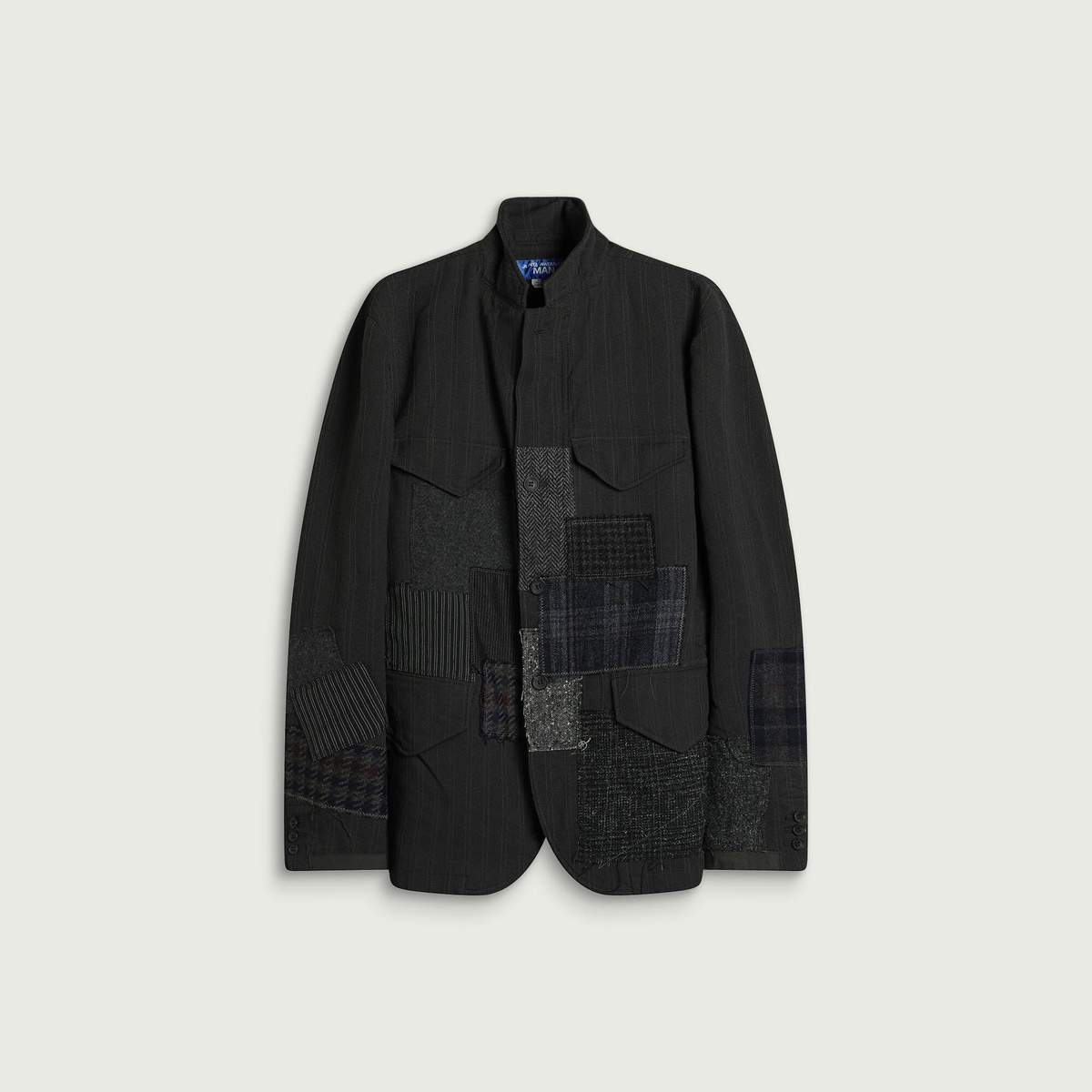 Junya Watanabe MAN Men's Patchwork Mixed Fabric Blazer in Grey White Mix