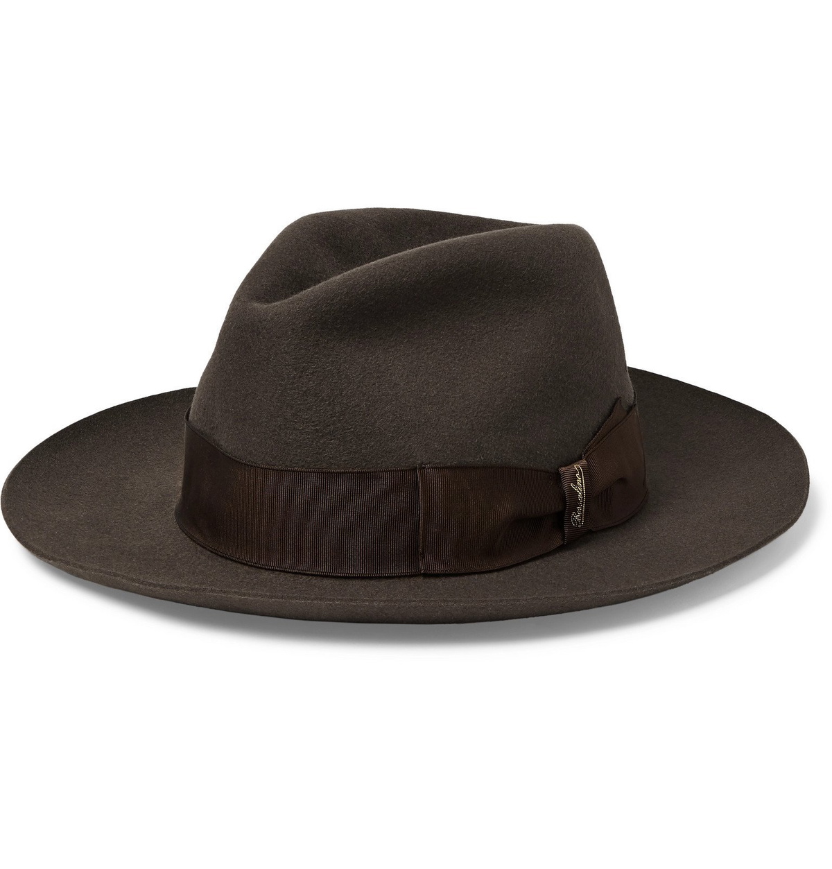 Borsalino - Grosgrain-Trimmed Rabbit-Felt Fedora - Brown Borsalino