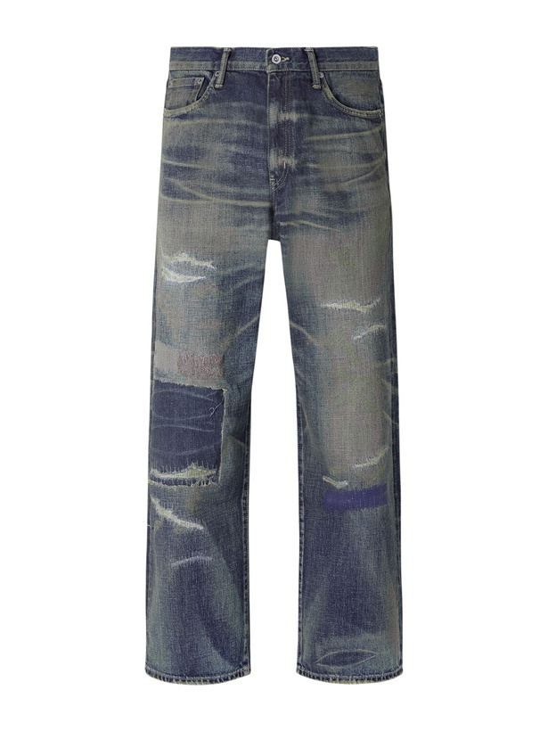 Photo: Neighborhood - Savage Distressed Wide-Leg Jeans - Blue