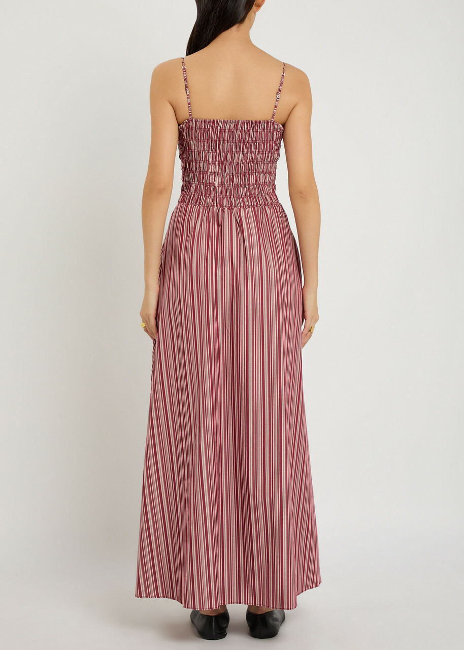 Faithfull The Brand Anniken Striped Cotton Maxi Dress Red