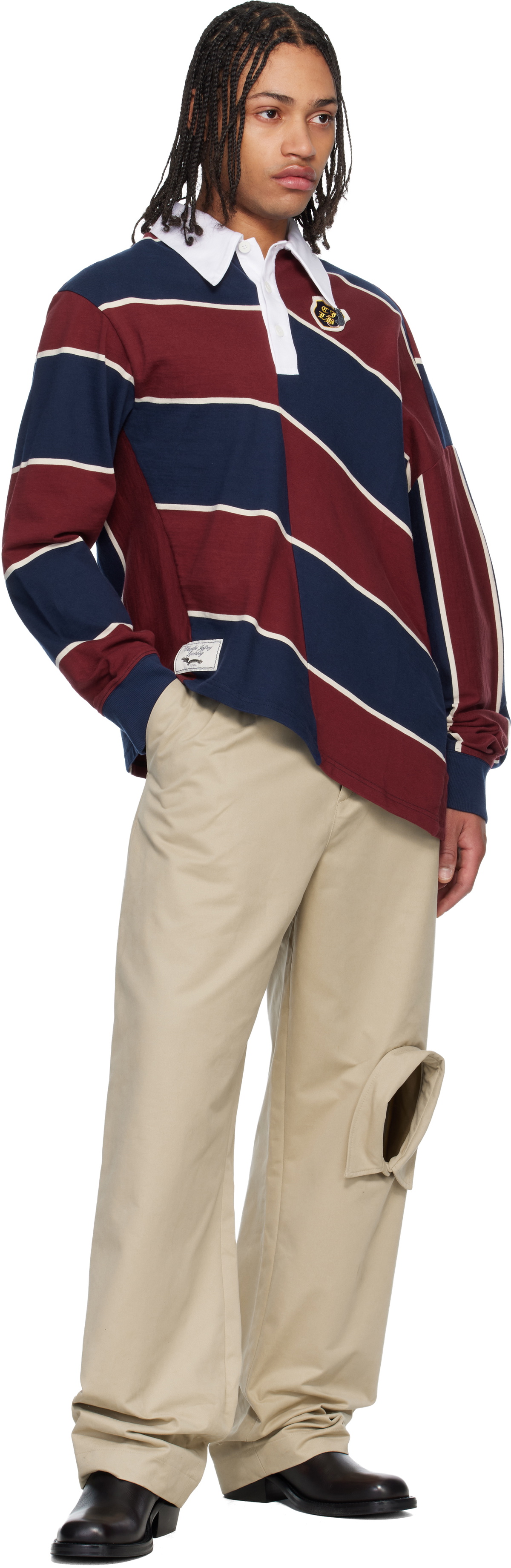 Charles Jeffrey LOVERBOY Blue & Red Warped Polo