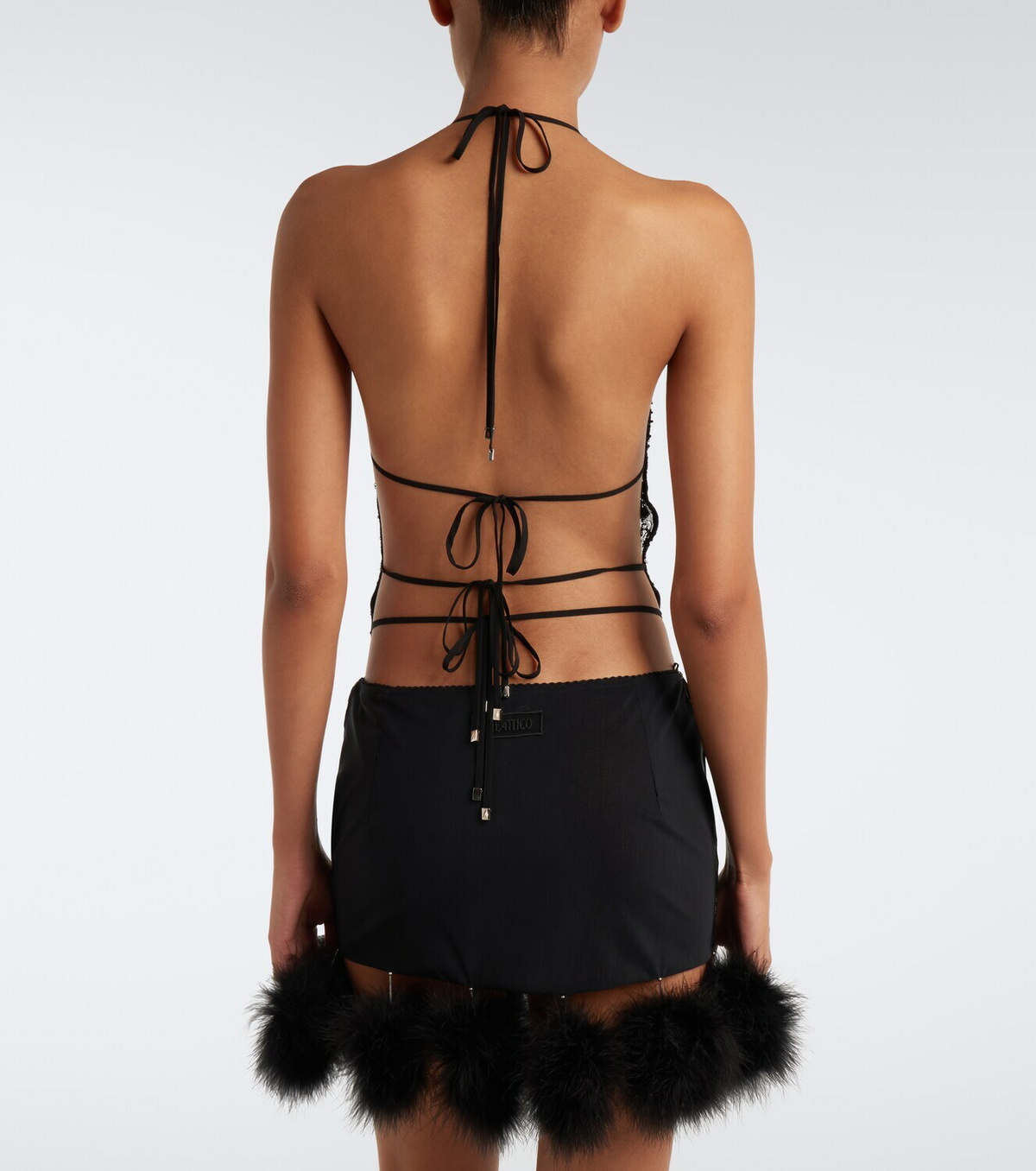 The Attico Sequined halterneck lace top