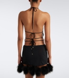 The Attico Sequined halterneck lace top