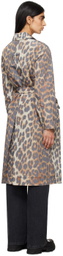 GANNI Brown Leopard Trench Coat
