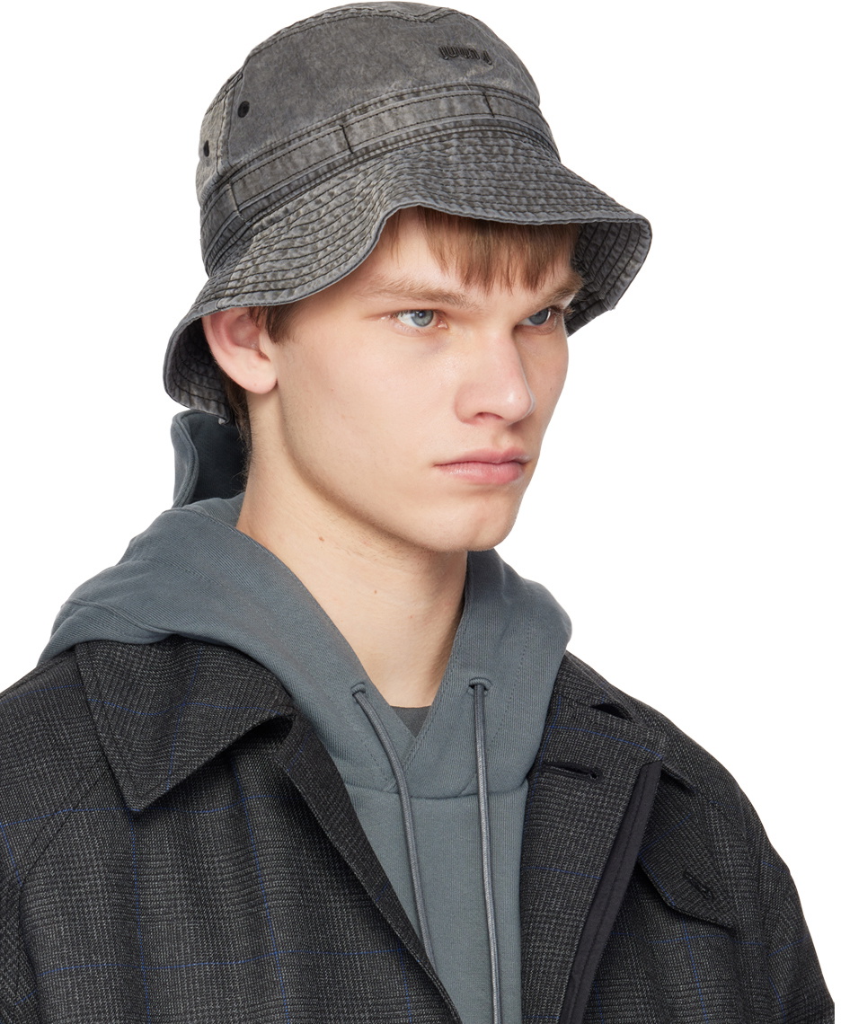 Juun.J Black Faded Bucket Hat