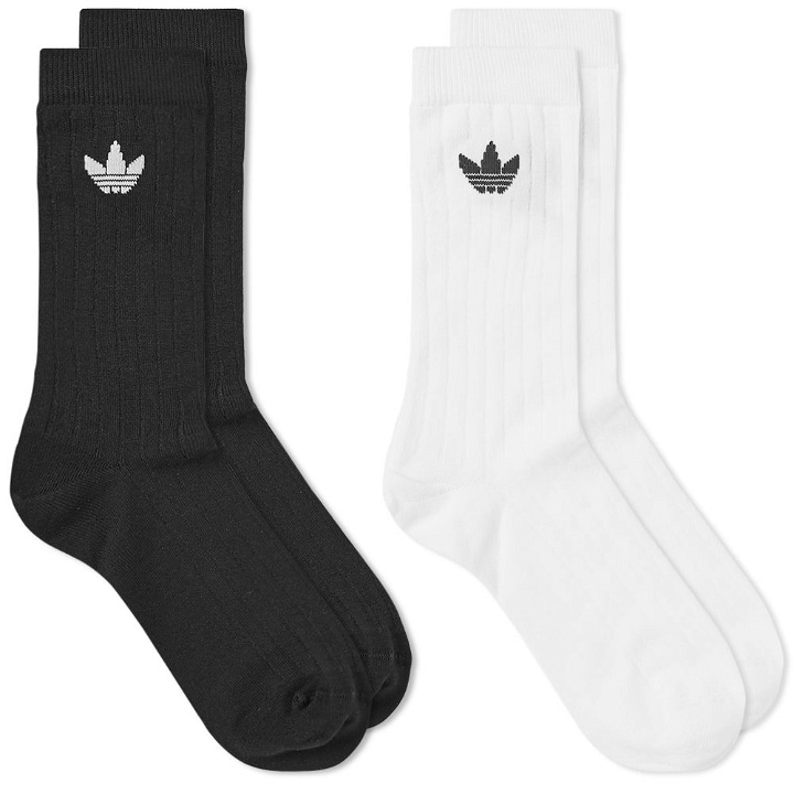 Photo: Adidas Mid Rib Sock - 2 Pack Black & White