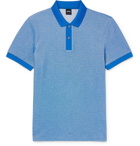 Hugo Boss - Waffle-Knit Cotton-Blend Polo Shirt - Blue