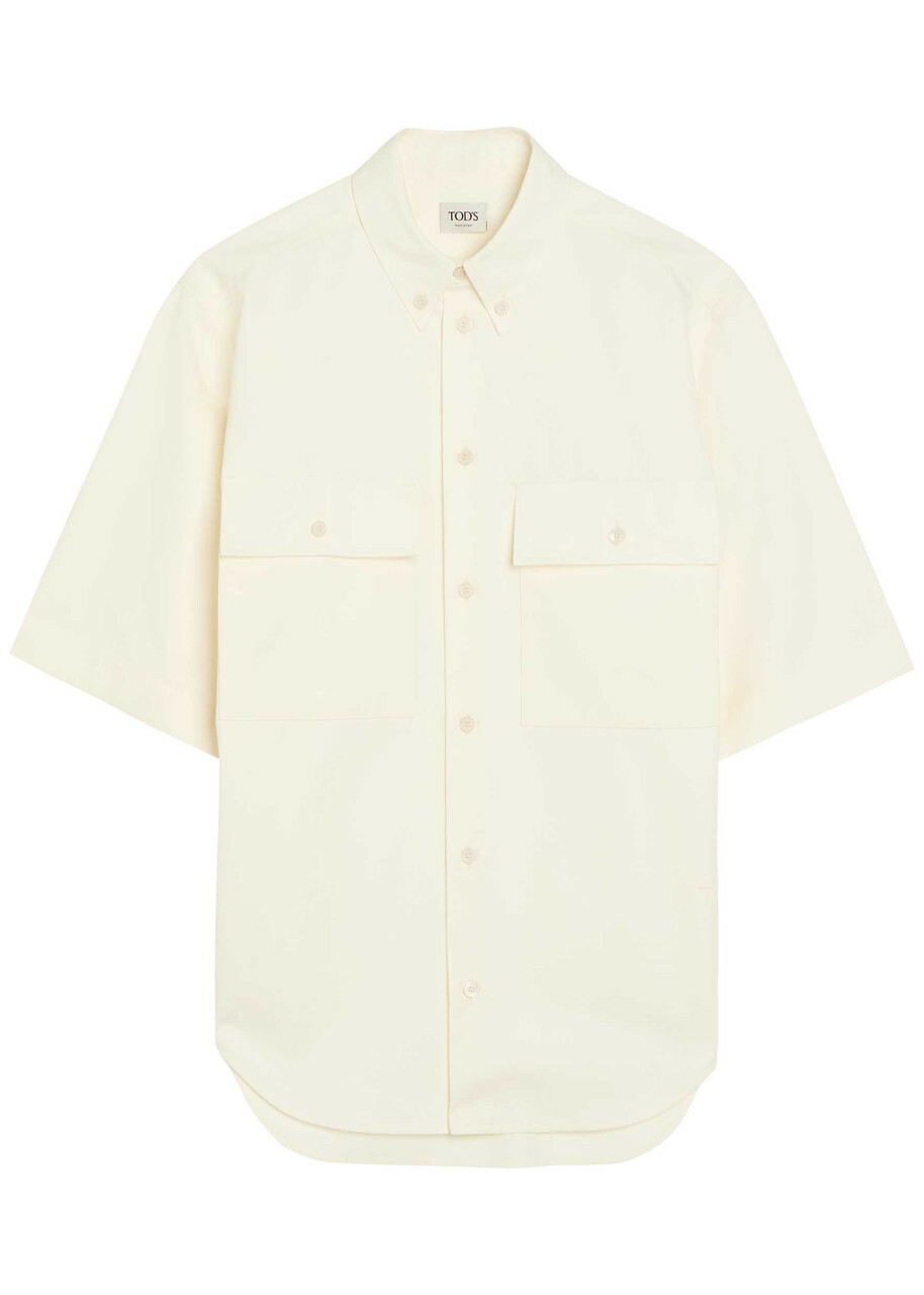 Tods Logo-embroidered Cotton-blend Poplin Shirt White