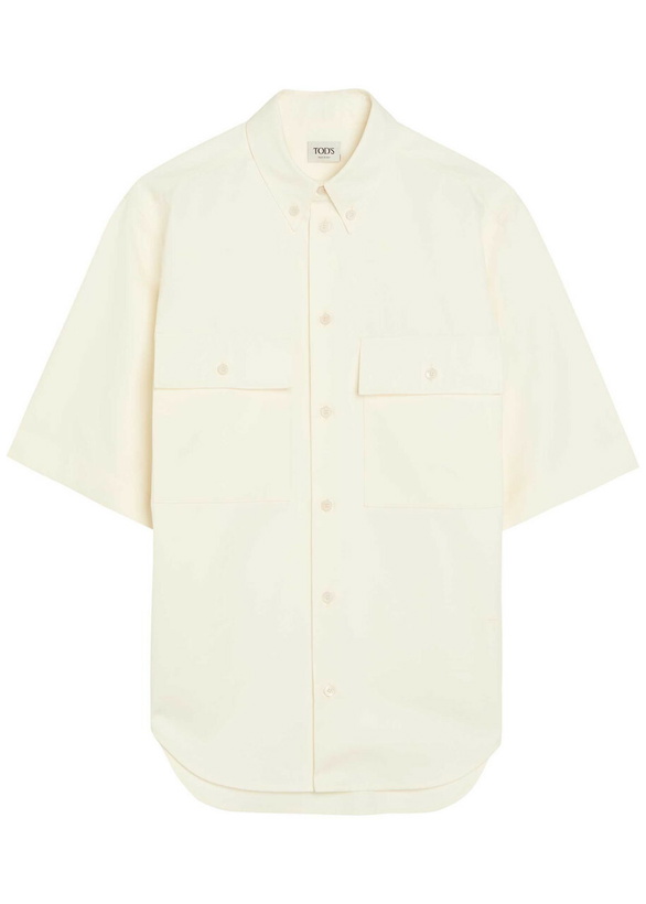 Photo: Tods Logo-embroidered Cotton-blend Poplin Shirt White