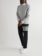 Thom Browne - Striped Ribbed Cotton-Jersey Sweatshirt - Gray