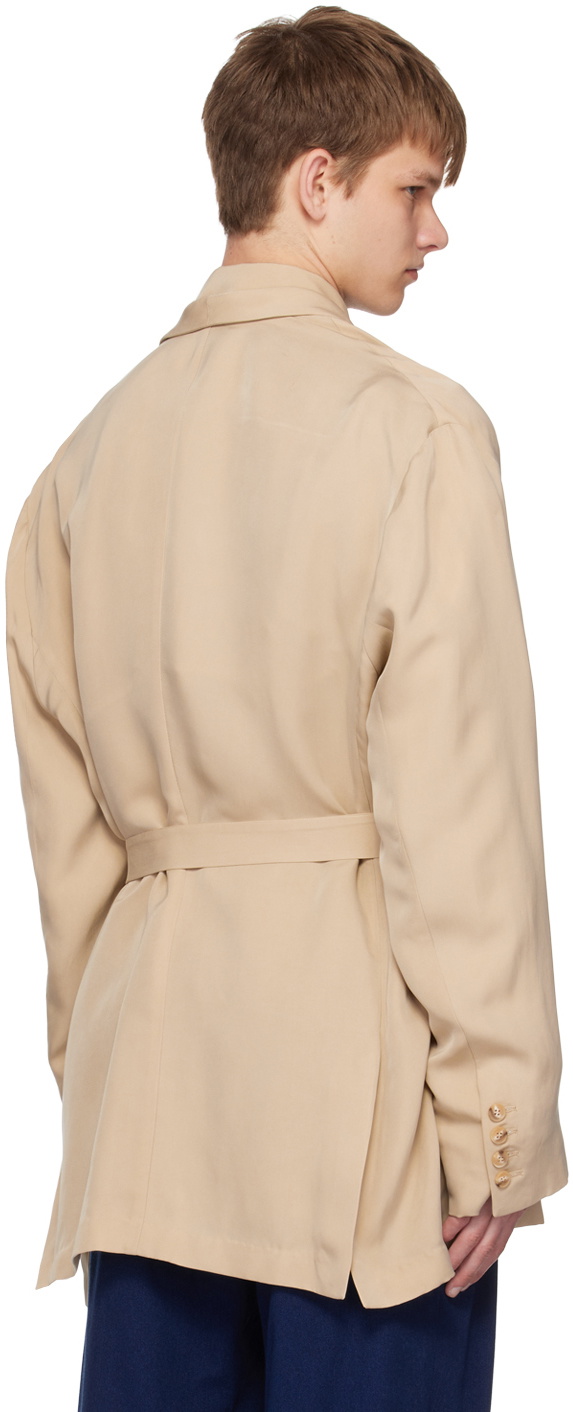 King & Tuckfield Taupe Soft Wrap Blazer