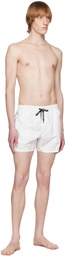 Balmain White Printed Swim Shorts