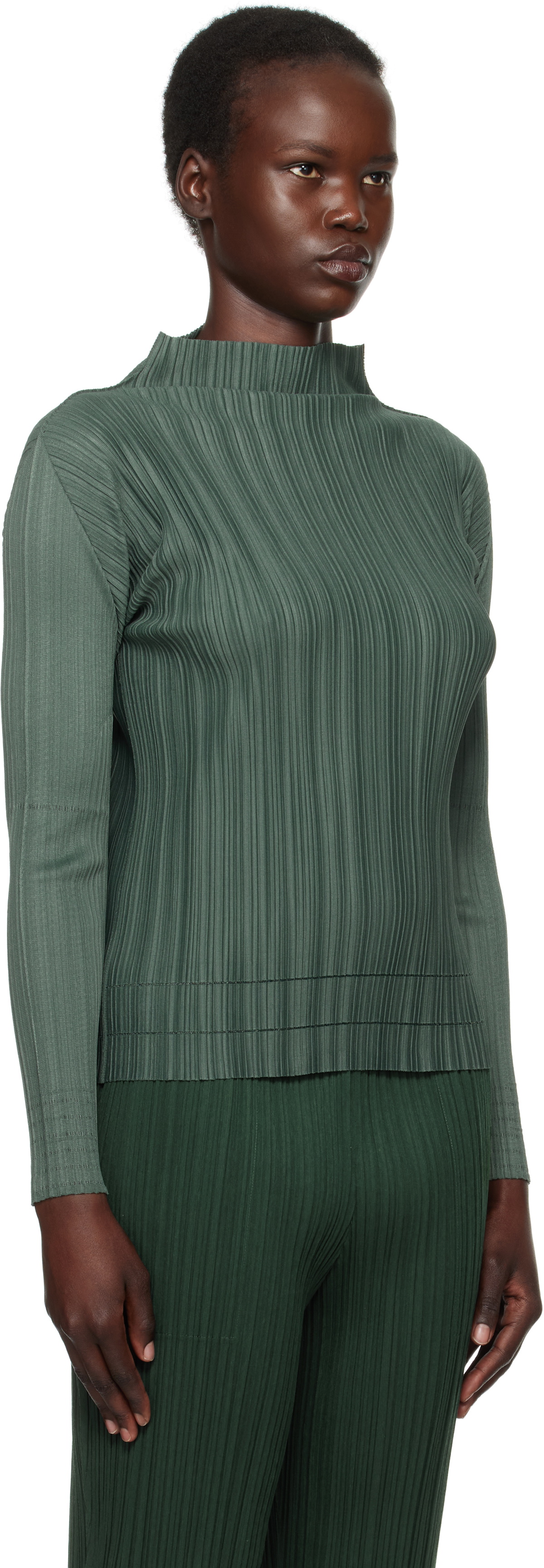 PLEATS PLEASE ISSEY MIYAKE Green Soft Pleats Top Pleats Please