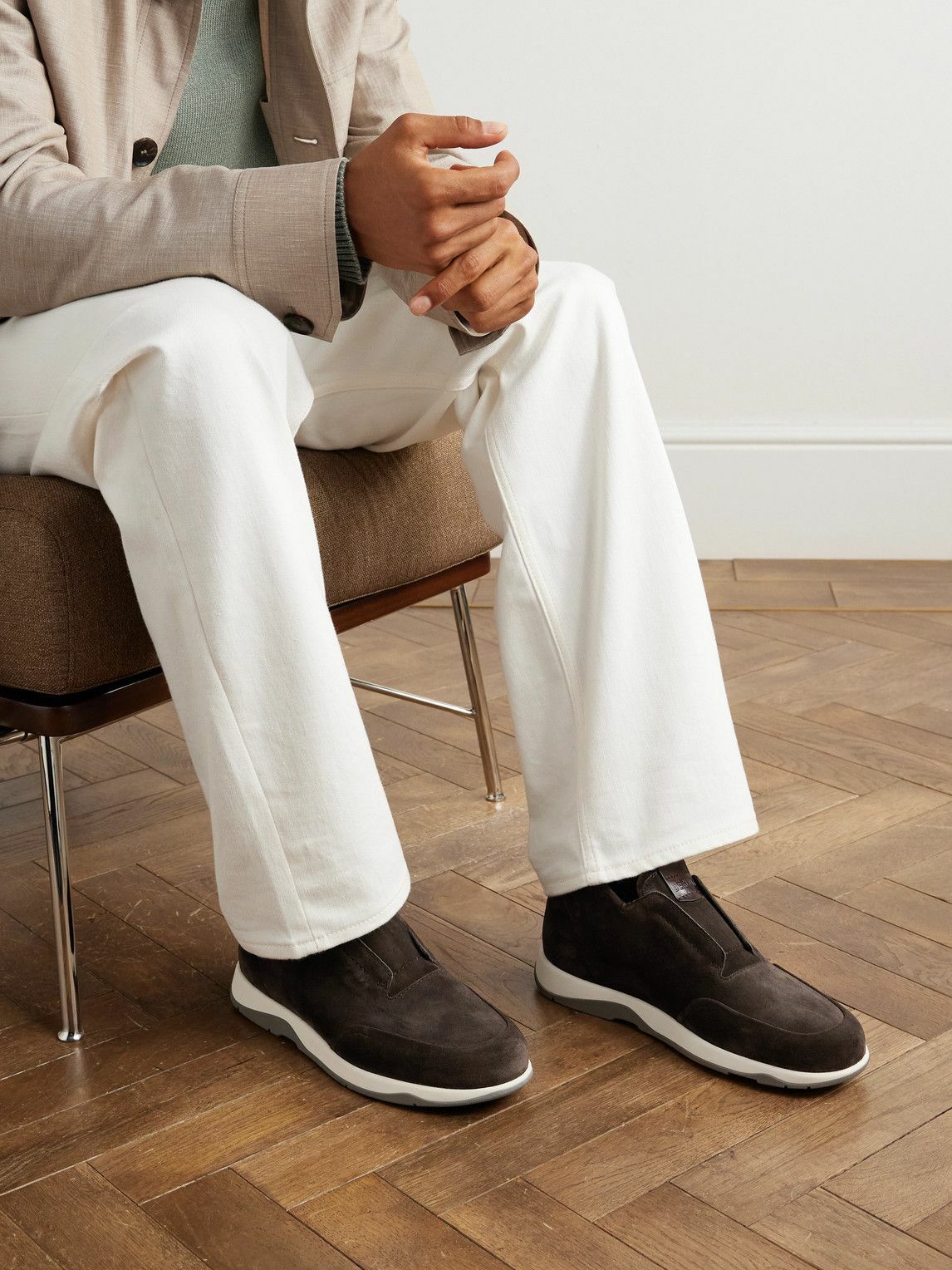 Berluti - Echappée Suede Slip-On Sneakers - Brown