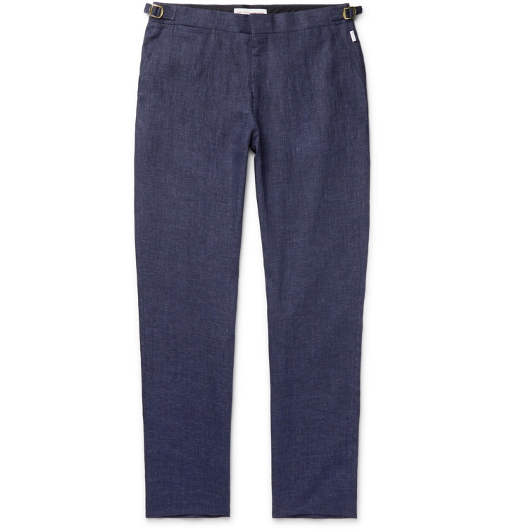 Photo: Orlebar Brown - Navy Griffon Linen Trousers - Blue