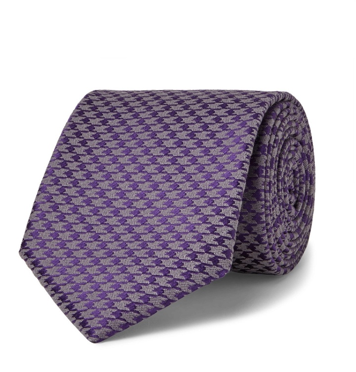 Photo: Charvet - 7.5cm Houndstooth Silk and Wool-Blend Tie - Purple