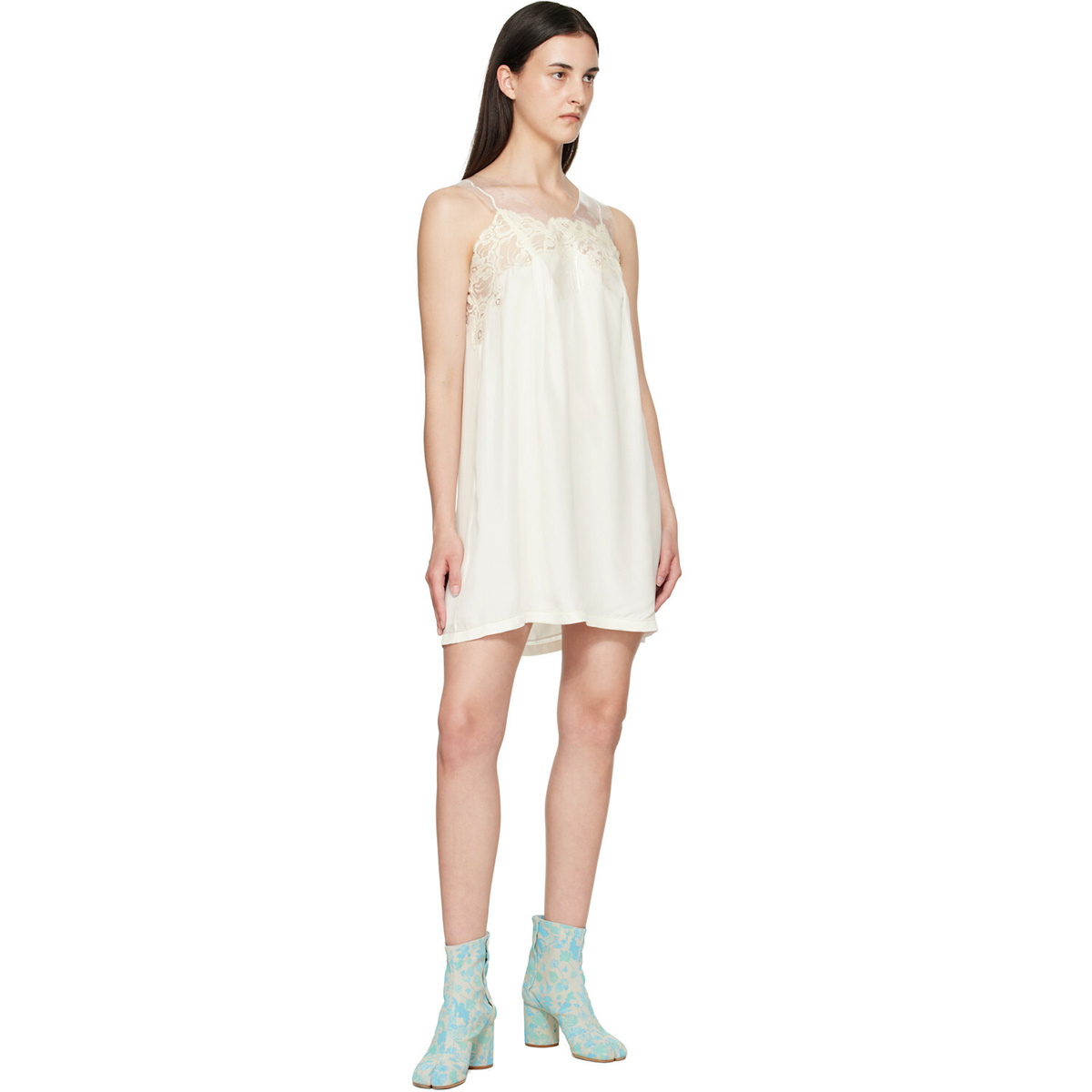 Maison Margiela Off-White Taped Slip Minidress